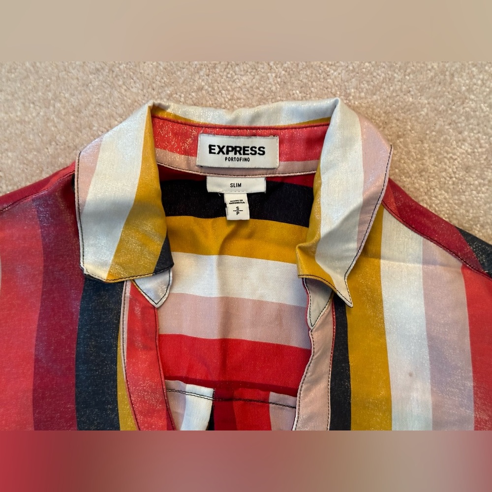 Express - Button Down Shirt, Multi-Colored Stripes - image 4